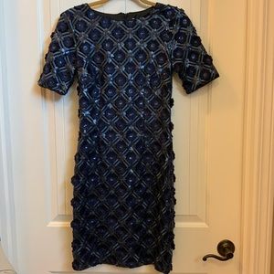 NWT Belle Badgley Mischka blue sequin dress sz 2 & 4